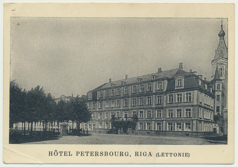 trükipostkaart, Riia, hotell Peterburg, u 1930