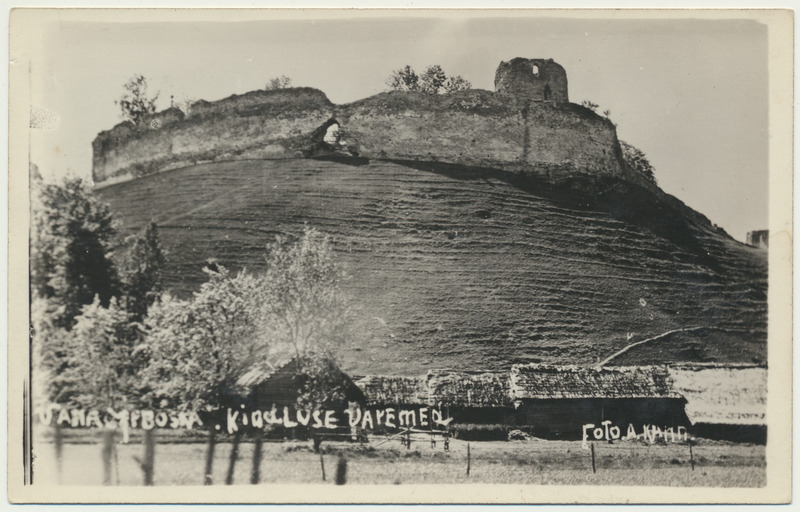 fotopostkaart, Petserimaa, Irboška linnuse varemed, u 1935, foto A. Kann