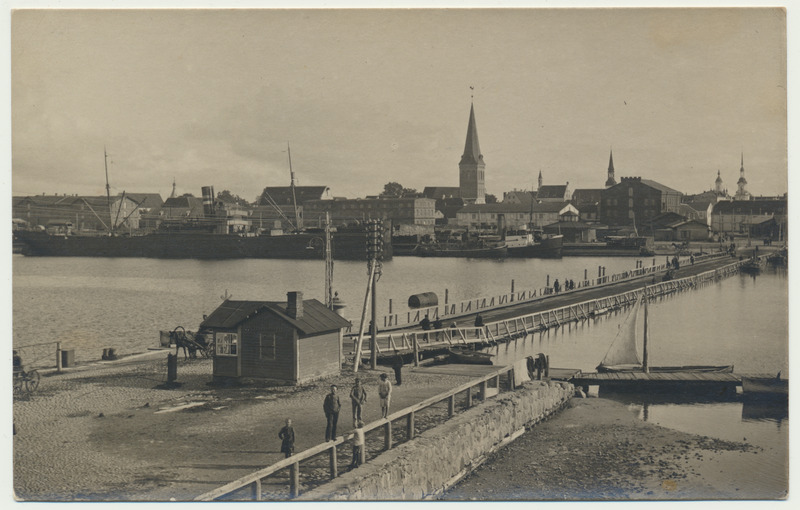 fotopostkaart, Pärnu, jõgi, nahksild, u 1915