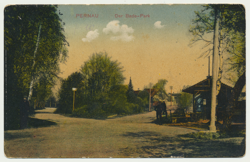 värviline trükipostkaart, Pärnu, supelpark, u 1910