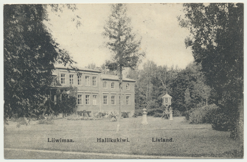 trükipostkaart, Pärnumaa, Voltveti (Tihemetsa) mõis, Hallikukivi, u 1908