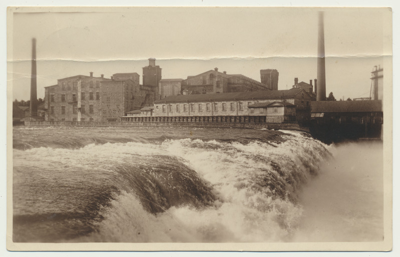 fotopostkaart, Narva, jõgi, Kreenholmi manufaktuur, u 1930