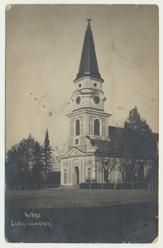 fotopostkaart, Võru, Katariina kirik, u 1910, foto J. Niilus