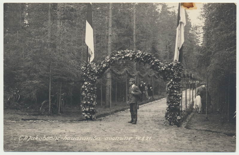 fotopostkaart, C.R. Jakobsoni hauamonumendi avamine, 1927