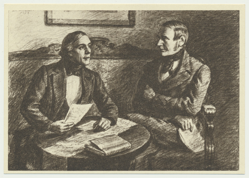 trükipostkaart, R. Treumann "Lönnrot ja Kreutzwald"