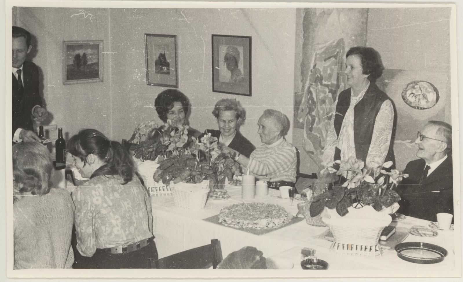 Direktor Vaike Tiigi 50-aasta juubeli tähistamine 6.detsembril (tegelikult 22.november) 1971. Juubilari sõnavõtt