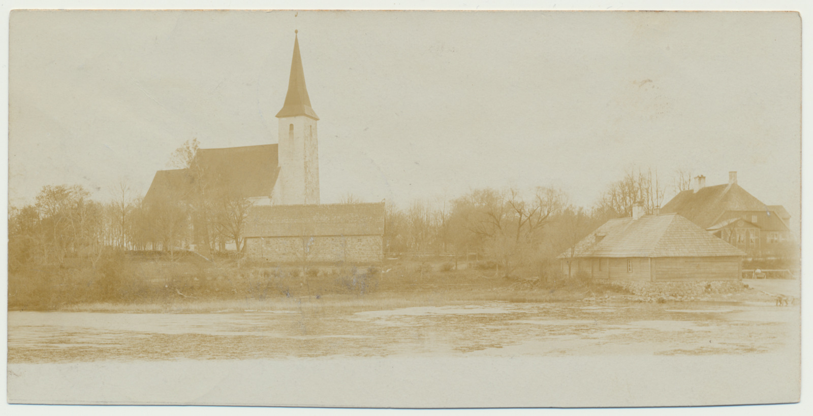 foto, Viljandimaa, Suure-Jaani, järv, kirik, köstrimaja, u 1903