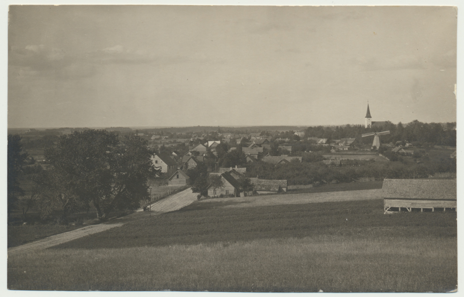 foto, Viljandimaa, Suure-Jaani, üldvaade Vene kiriku tornist, 1922