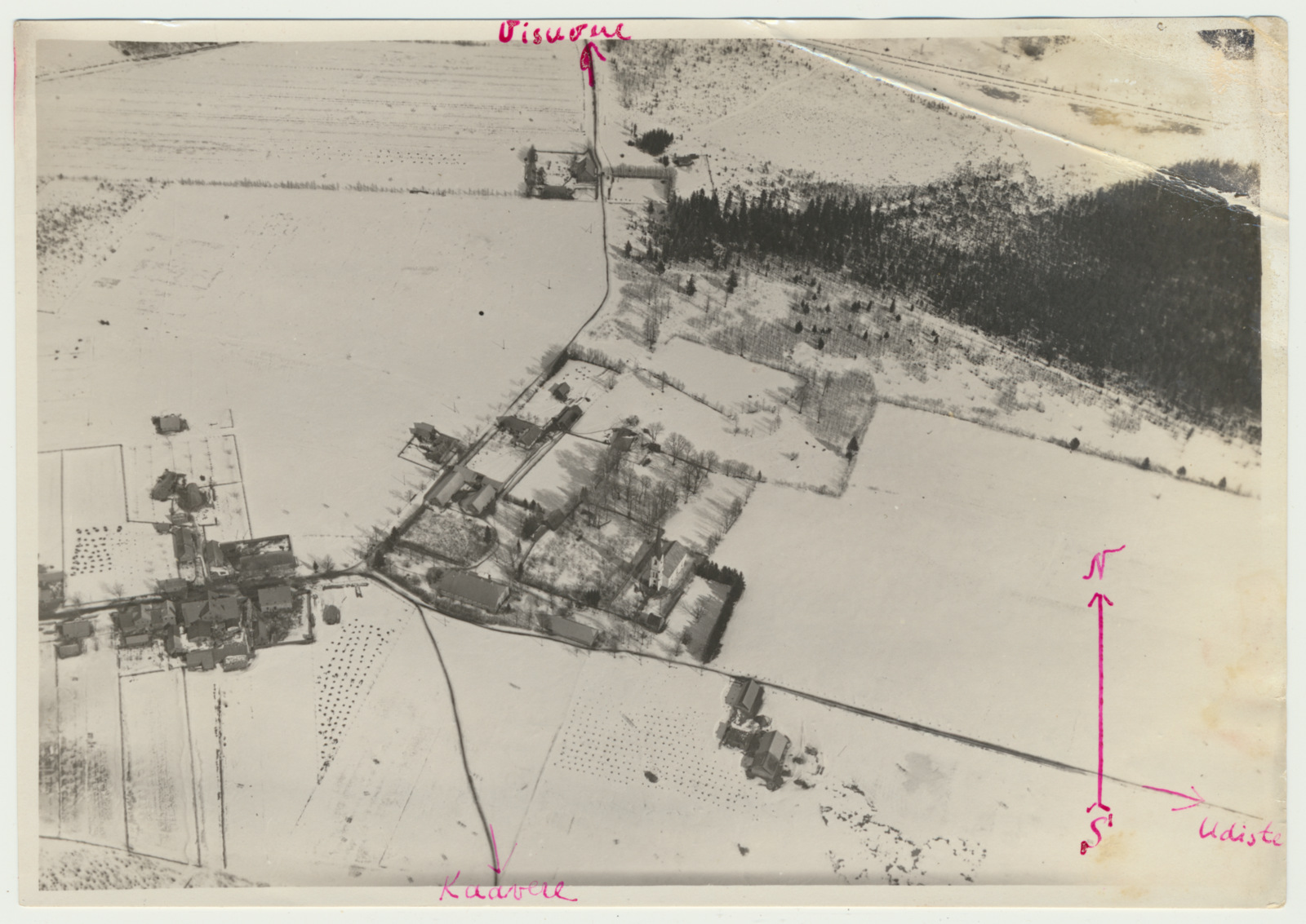 aerofoto, Viljandimaa, Kolga-Jaani, talv, 1926, foto Elmar Adof