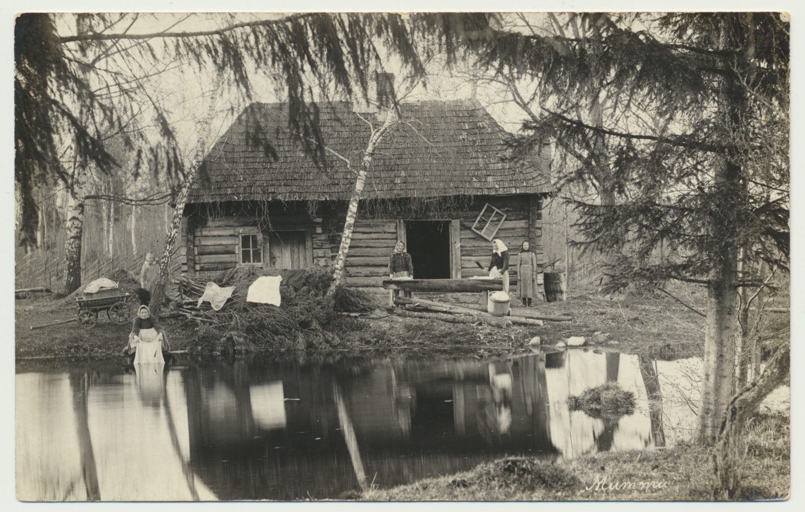 foto, Viljandimaa, Holstre vald, Mummu talu, pesupäev, u 1920, foto H. Silk