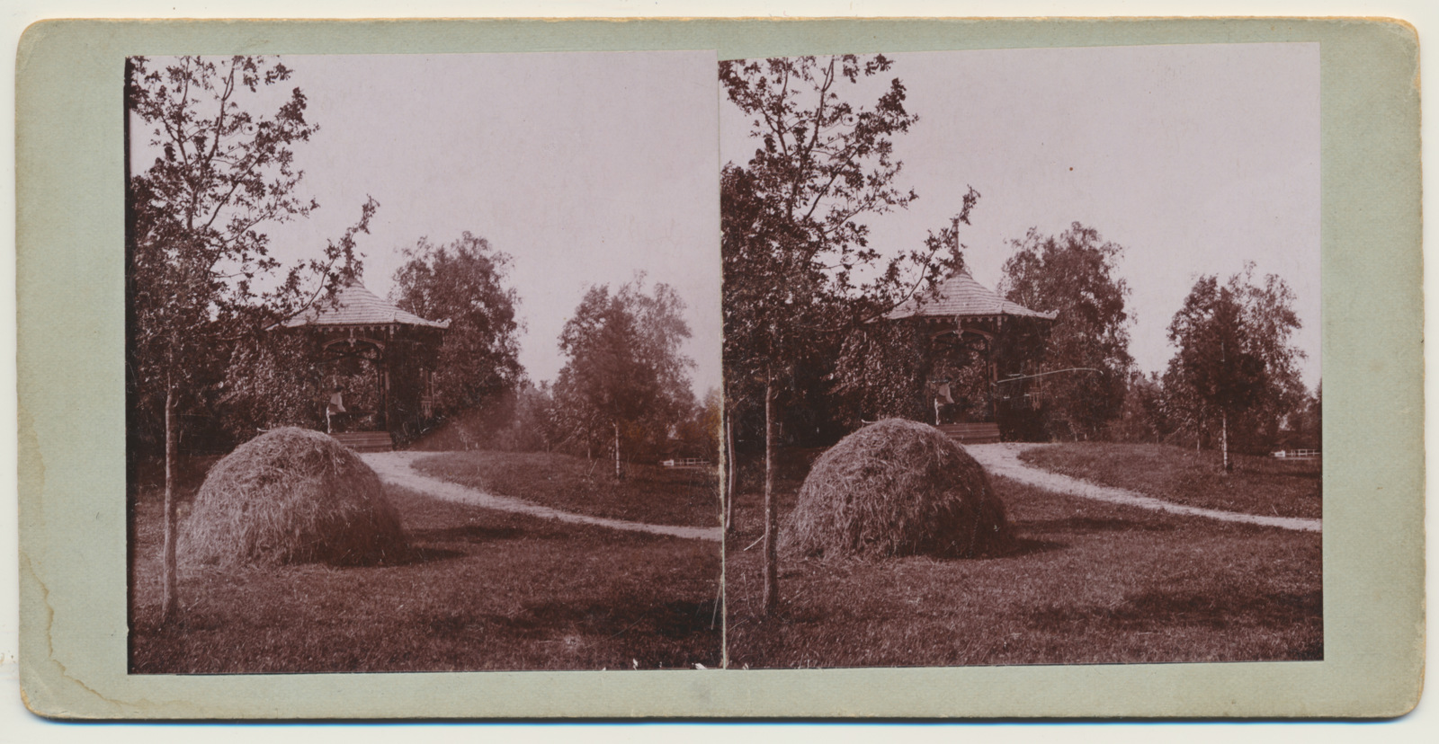 stereofoto, Viljandimaa, Pärsti mõis, aiapaviljon, u 1905