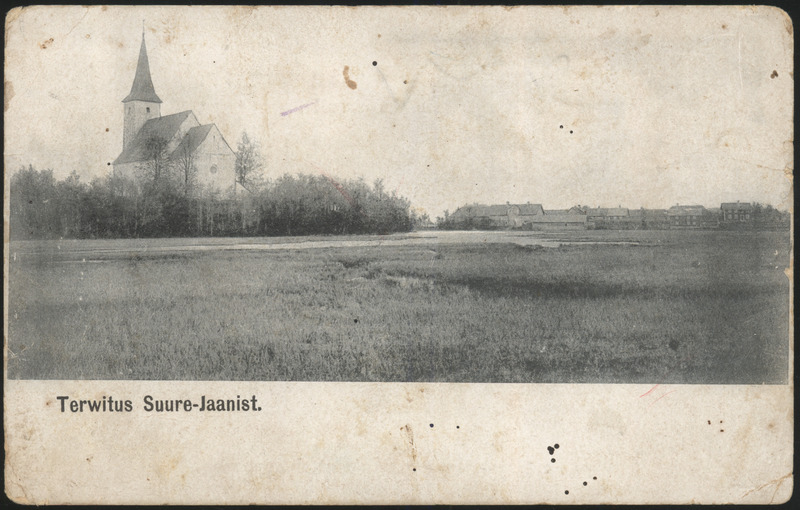 trükipilt, Suure-Jaani khk, Suure-Jaani kirik, ümbrus, talv, u 1902