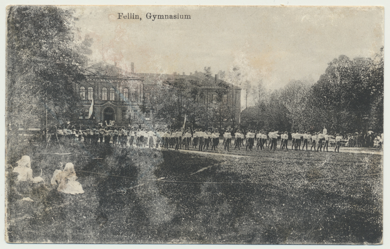 trükipostkaart, Viljandi, Maagümnaasiumi park, spordipidu?, u 1905