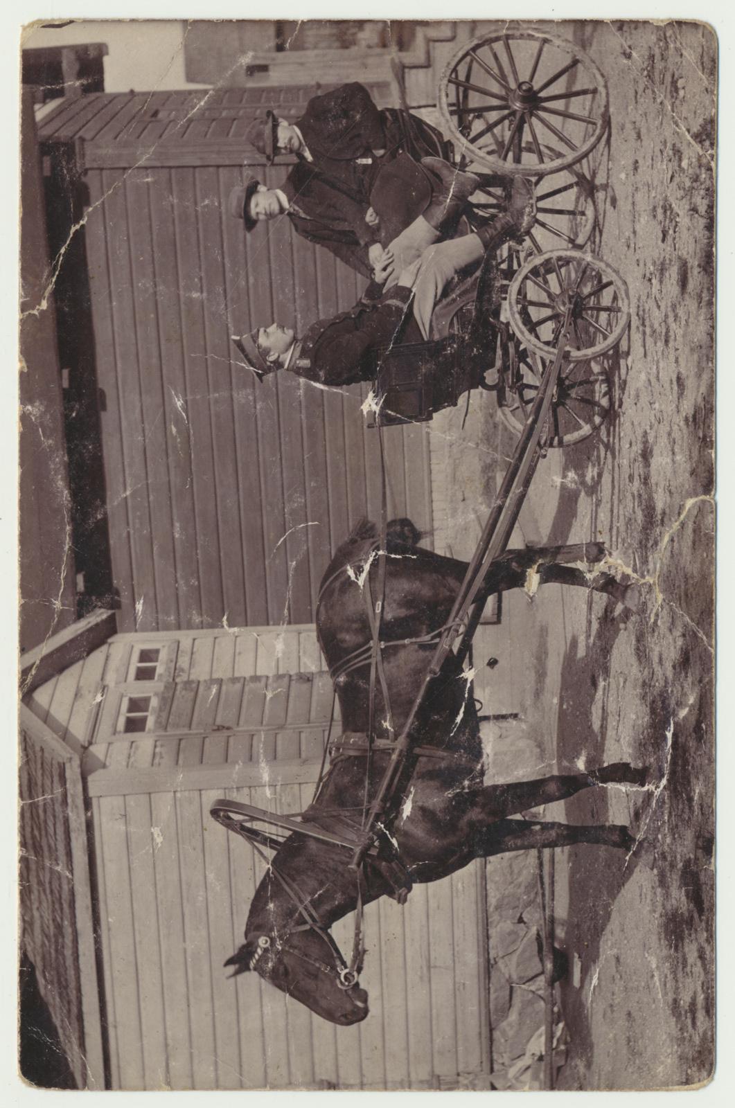 foto, Viljandimaa, Võhma, hobuvanker, 3 meest, u 1910