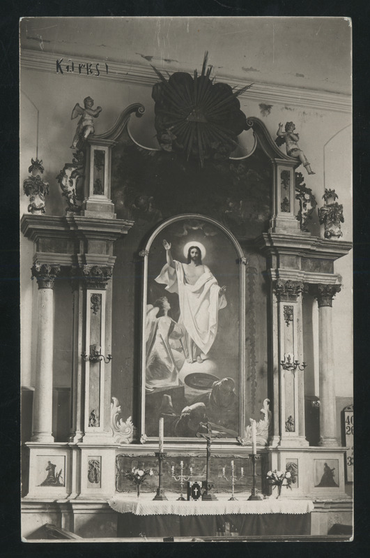 fotopostkaart, Karksi khk, Karksi kirik, sisevaade, altar, u 1910