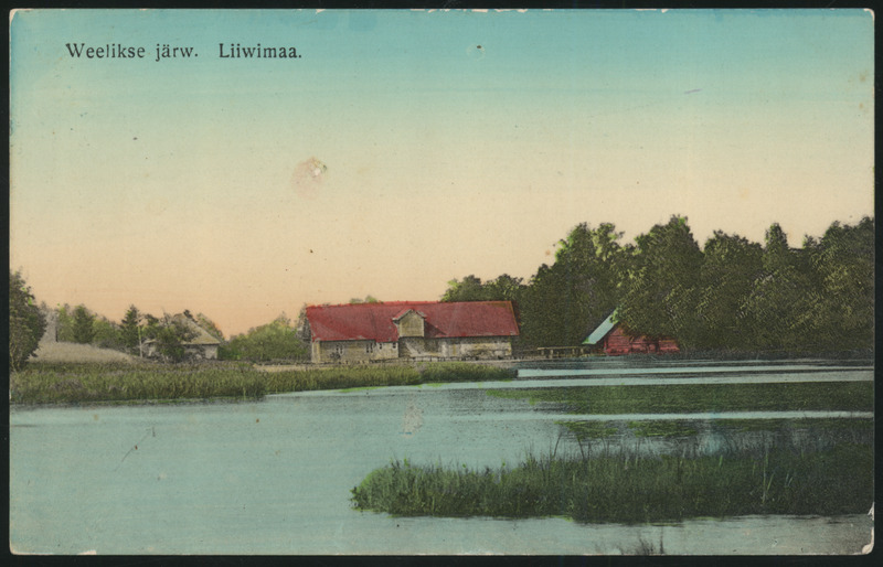 fotopostkaart, Halliste khk, Abja, Veelikse järv, koloreeritud, u 1910, trükk M. Luik (Mõisaküla)