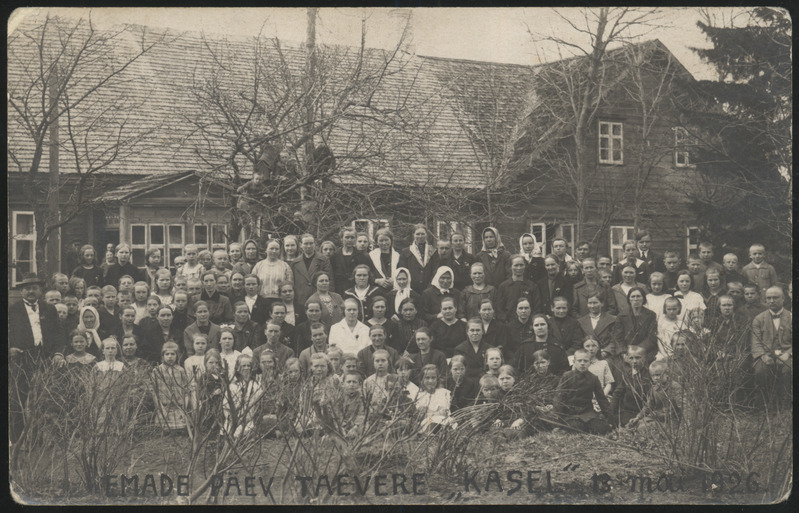 fotopostkaart, Suure-Jaani khk, Taevere, Kase kool, õpilased, emad, emadepäev, 13.05.1926