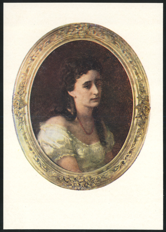 fotopostkaart, J. Köler, helikunstnik Ella Schultz-Adajewsky portree, 1868, värviline, 1976, kirjastus Kunst