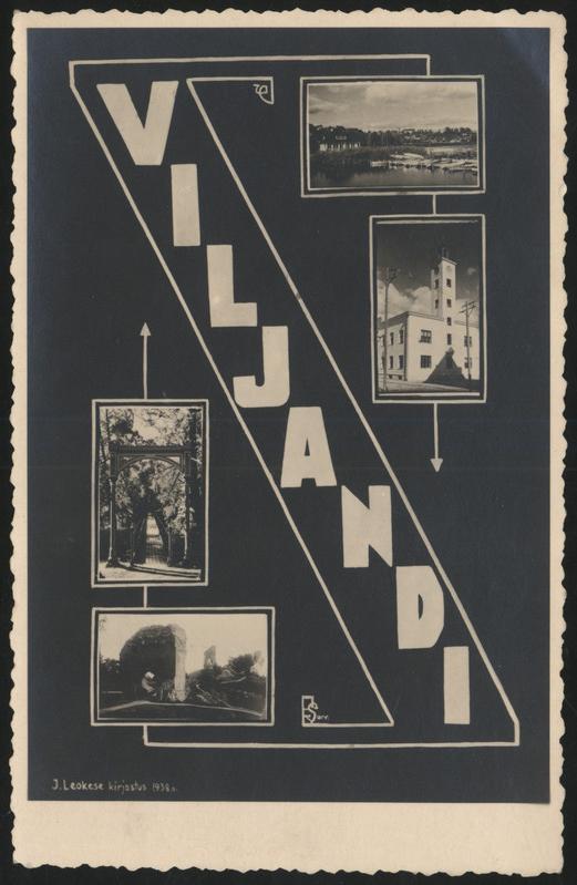 fotopostkaart, Viljandi, 4 vaadet, J. Leokese kirjastus, 1938