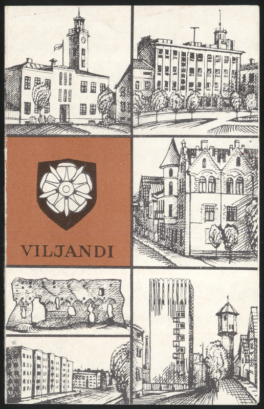 trükipostkaart, Viljandi, 7 vaadet, linnavapp, raekoda, lossivaremed, 1972, kunstnik T. Laanemaa, kirjastus Eesti Raamat 1972