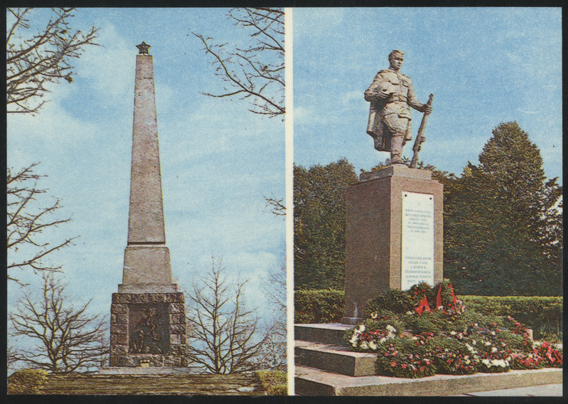 fotopostkaart, Viljandi, 2 vaadet, Järveotsa mälestussammas, Uueveski mälestussammas, värviline, foto A. Mäemets, Eesti Raamat