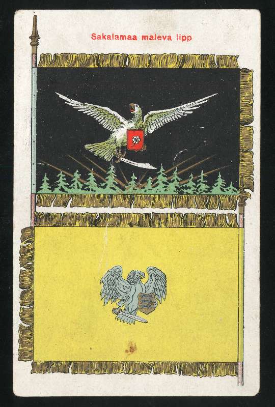 trükipostkaart, Sakala maleva lipp, värviline, u 1925