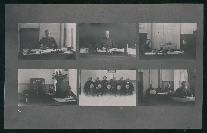 fotopostkaart, Viljandi, Sakala üksikjalaväe pataljon, 6 fotot, sisevaade, ülem Hans Matsalo (Ants Matson), oli 1932-1934