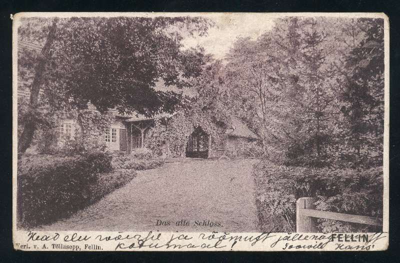 trükipostkaart, Viljandi, I Kirsimägi, vana mõisahoone (vana loss), u 1905, Verlag von A. Tõllasepp (Fellin)