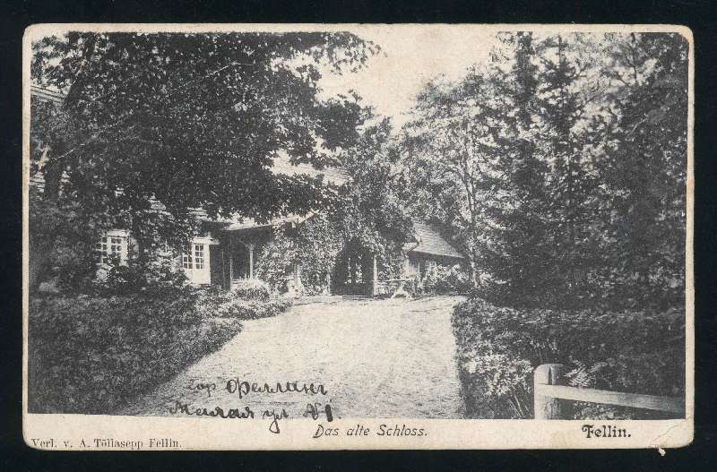 trükipostkaart, Viljandi, I Kirsimägi, vana mõisahoone (vana loss), u 1905
