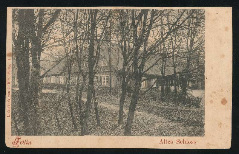 trükipostkaart, Viljandi, I Kirsimägi, vana mõisahoone (vana loss), u 1905, Lichtdruck von J. Riet (Fellin)
