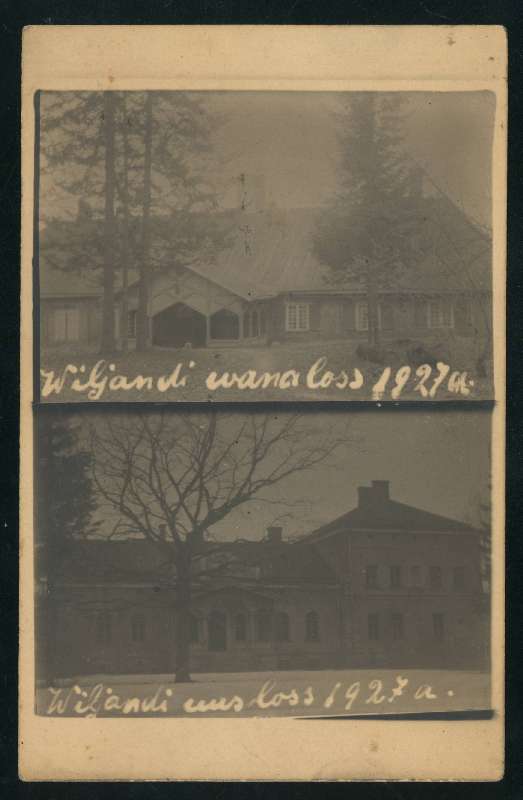 fotopostkaart, Viljandi, I Kirsimägi, vana ja uus mõisahoone, 1927