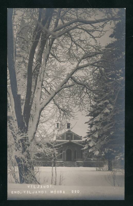 fotopostkaart, Viljandi, uus mõisahoone , talv, u 1925, foto J. Riet