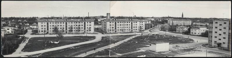 foto, Viljandi, Paalalinn, Põhja pst, Kagu tn- Lääne tn ristmik, ümbrus, 1974, foto L. Kadalipp (panoraamfoto)