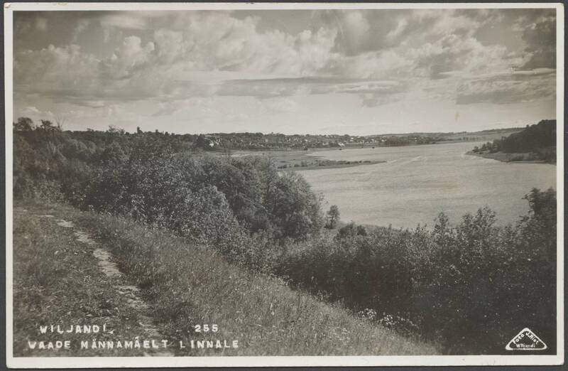 fotopostkaart, Viljandi, järv, linn, Männimäe poolt, u 1920, foto J. Riet