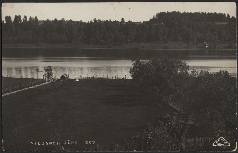 fotopostkaart, Viljandi järv, mõlemad kaldaalad, u 1915, foto J. Riet