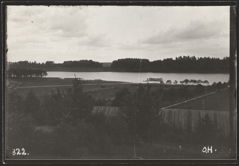 fotopostkaart, Viljandi järv, supelusemaja, harjutusväljak, kutsealused, heinamaa, u 1910 foto O. Härm