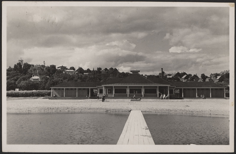 fotopostkaart, Viljandi, järv, sild, rannahoone-restoran, suvitajad, u 1938