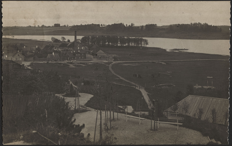 fotopostkaart, Viljandi, Trepimäe puhkenurk, harjutusväljak, auruveski, Mädalepik, järv, u 1909, foto Christin (Narva)