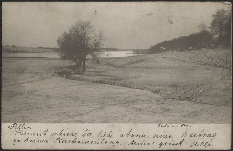 fotopostkaart, Viljandi, järveäärne heinamaa, järvevahi maja, järv, talv, u 1905