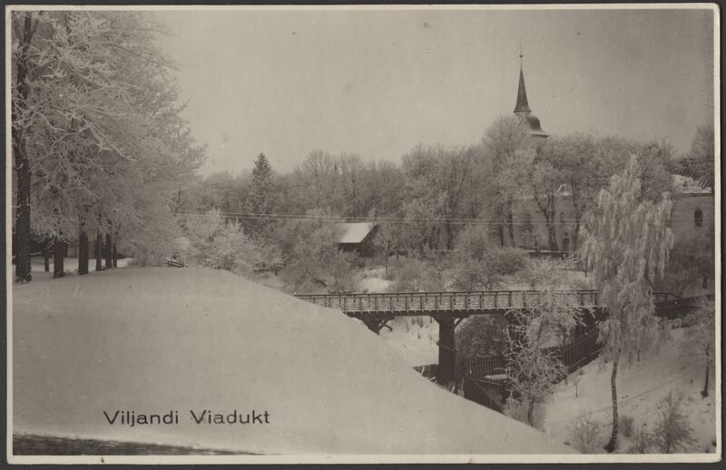fotopostkaart, Viljandi, Varese sild, järve poolt, talv, u 1930