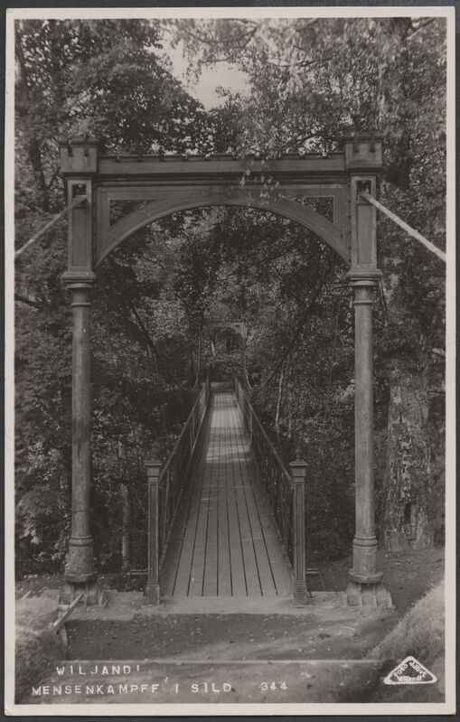 fotopostkaart, Viljandi, rippsild, järve poolt, u 1935, foto J. Riet