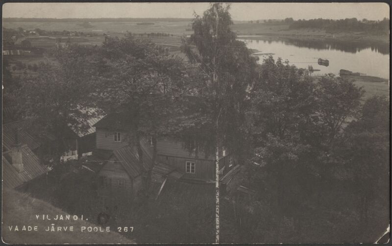fotopostkaart, Viljandi, järv, Kivistiku linnaosa, I Kirsimäe poolt, u 1915, foto J. Riet