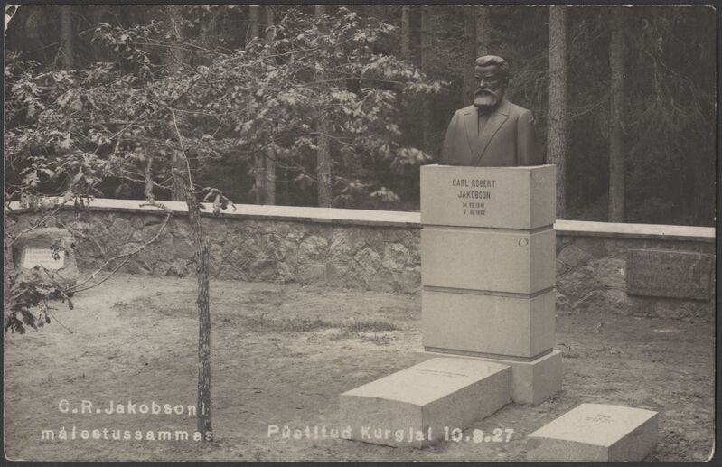 fotopostkaart, Pärnumaa, Kurgja, C. R. Jakobsoni hauasammas, u 1928