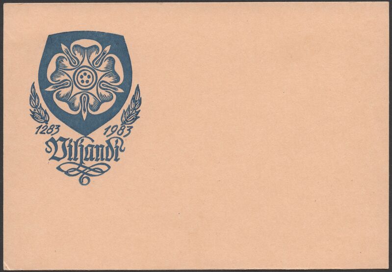 kaart, logo Viljandi 1283-1983, vapiroos