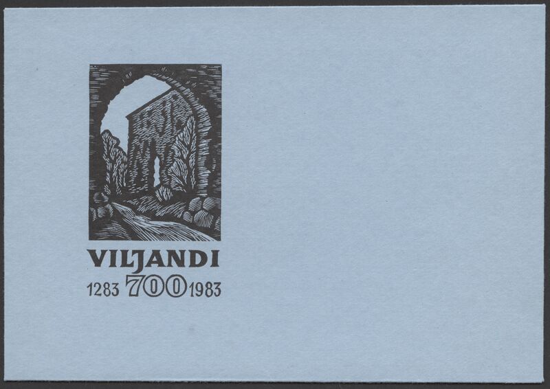 kirjaümbrik, logo Viljandi 700, lossivärav, Suurmüür