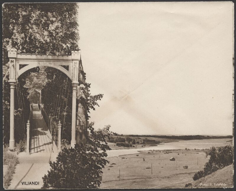 kirjaümbrik, Viljandi, rippsild, järv, ümbrus, u 1938, foto J. Triefeldt