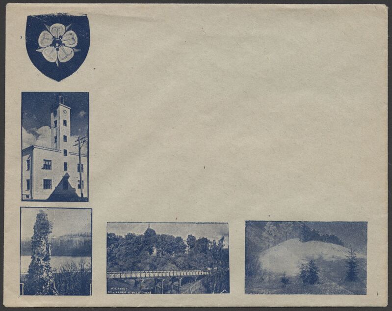 kirjaümbrik, Viljandi, 4 vaadet, raekoda, lossimäed, Varesesild, vapiroos, u 1938