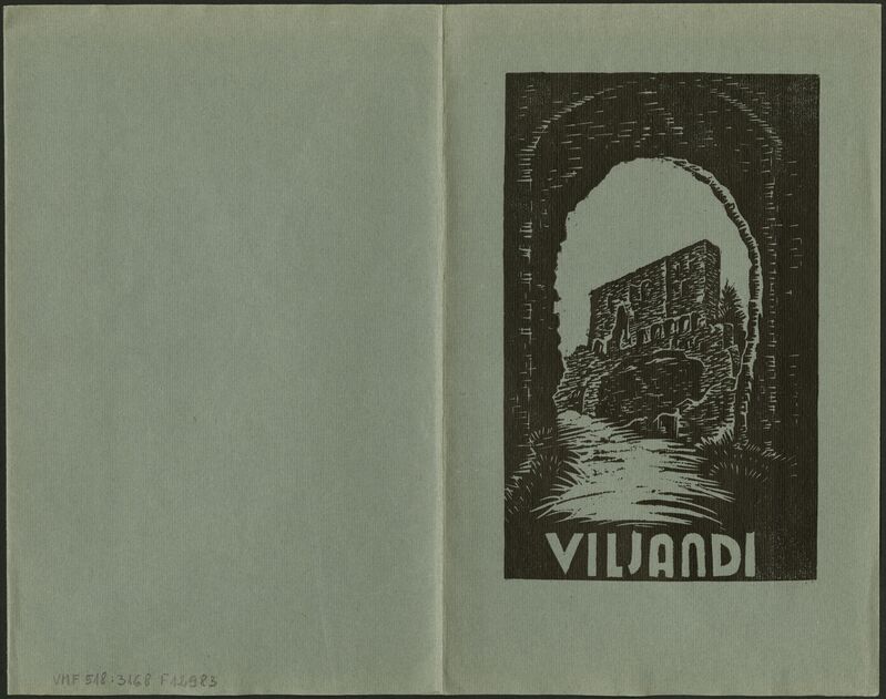 kirjapaberite komplekti ümbriskaaned, 2 poolt, Viljandi, lossivärav, Suurmüür, u 1938