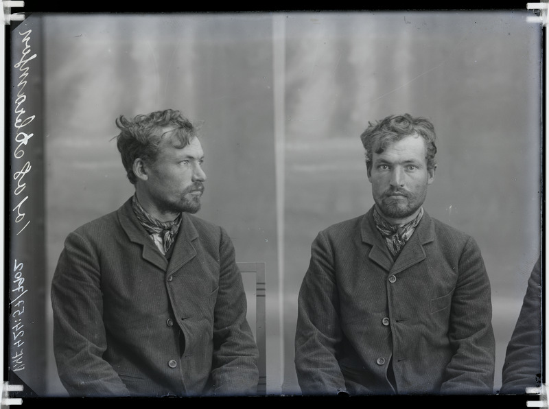 fotonegatiiv, Abramson, mees, arreteeritu, 2 võtet, rinnaportree, 1910 foto J.Riet