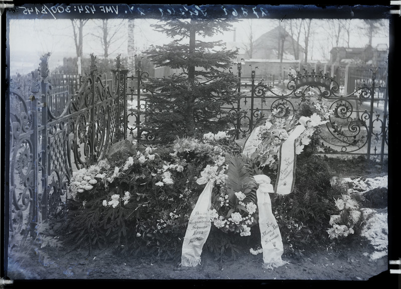 fotonegatiiv, Viljandi Vana kalmistu, Seisler'i hauaplats, 1918 foto J. Riet